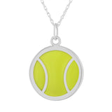 sterling and neon green enamel tennis ball pendant necklace