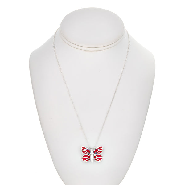 red enamel medium butterfly necklace