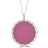 double sided enamel pink medallion necklace