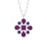 dark purple and blue enamel silver double-sided pendant necklace