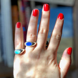 blue enamel sterling silver signet ring