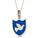 Midi-sized "Dove of Peace" Enamel Charm Necklace with Onyx Bail