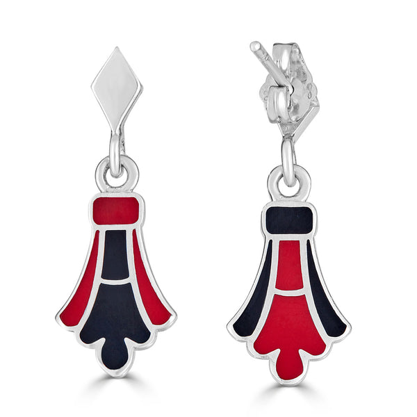 Art Deco design enameled earrings in black and red