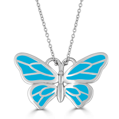 Small Butterflies Are Free Enamel Necklace