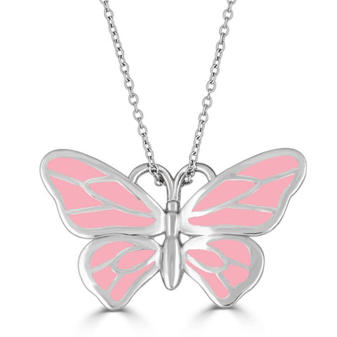 baby gift pink or blue enameled butterfly necklaces pendants