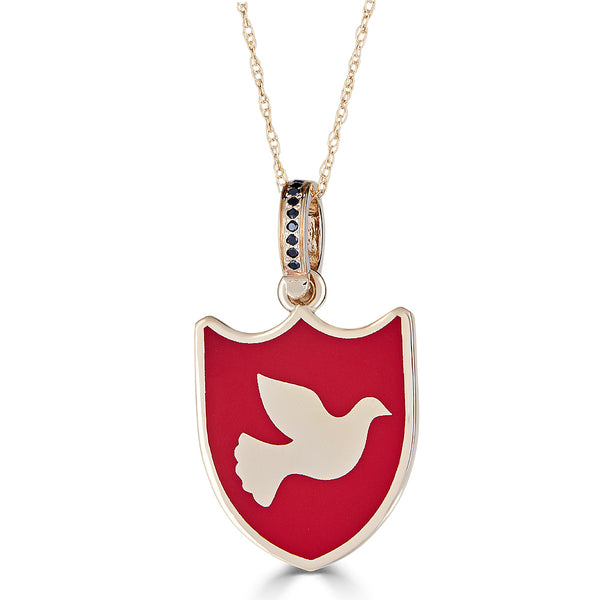 Midi-sized "Dove of Peace" Enamel Charm Necklace with Onyx Bail