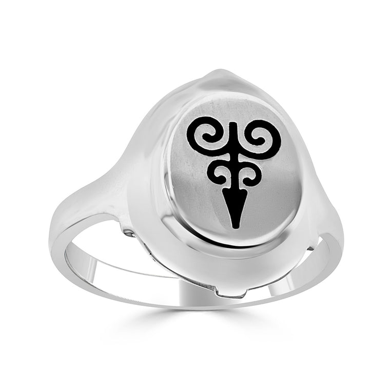 Signet Ring with Enamel Arrow Design
