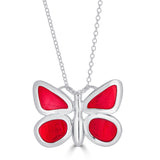 two-sided red enamel butterfly necklace
