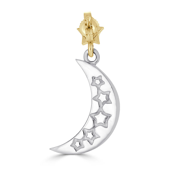 reversible mixed metal star and moon earrings
