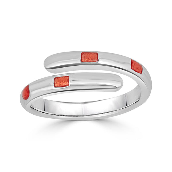 red striped twist ring with enamel