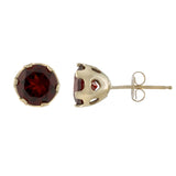 14k gold post earrings with heart detail in garnet