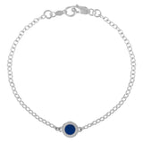 enameled silver and blue delicate chain bracelet
