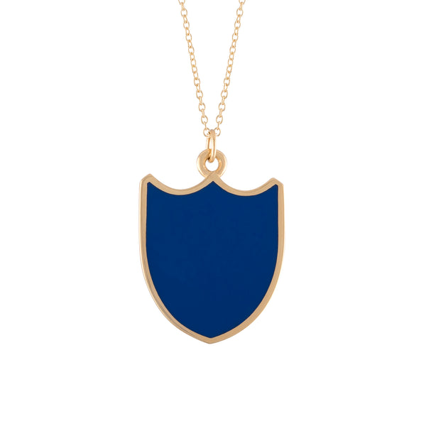 reversible blue enamel shield shaped dove pendant