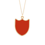 reversible red enamel shield shaped dove pendant