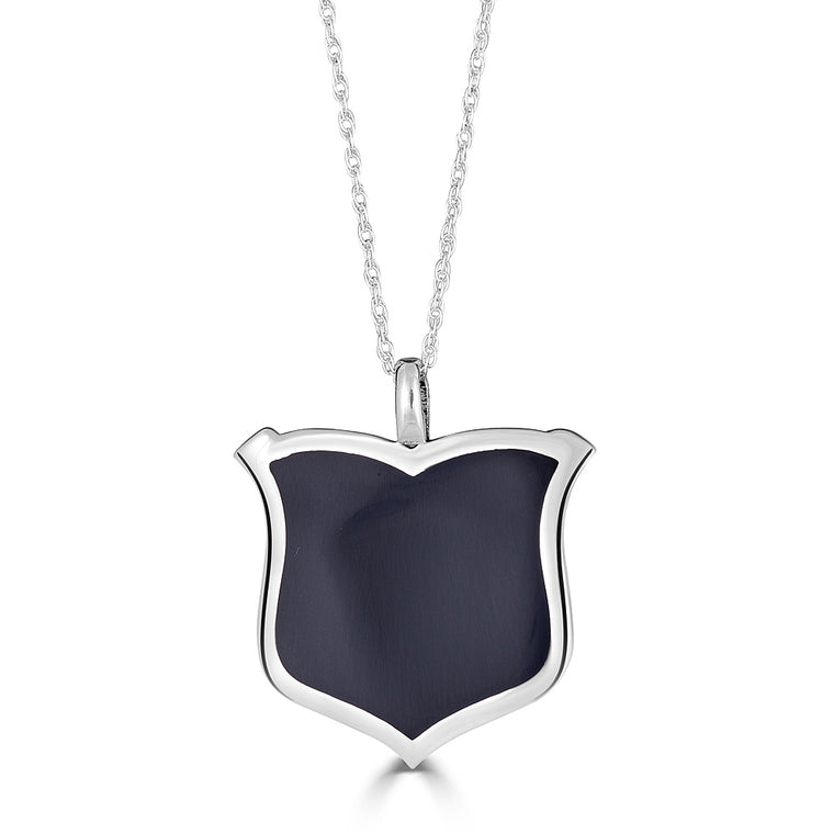 Black Enamel Shield Pendant Necklace