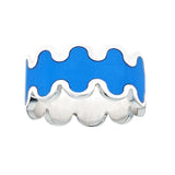 blue enameled wave design ring