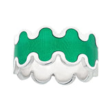 transparent green enameled silver wave design