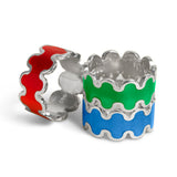 red, green and blue transparent enamel wave design ring
