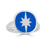 blue enamel north star ring 