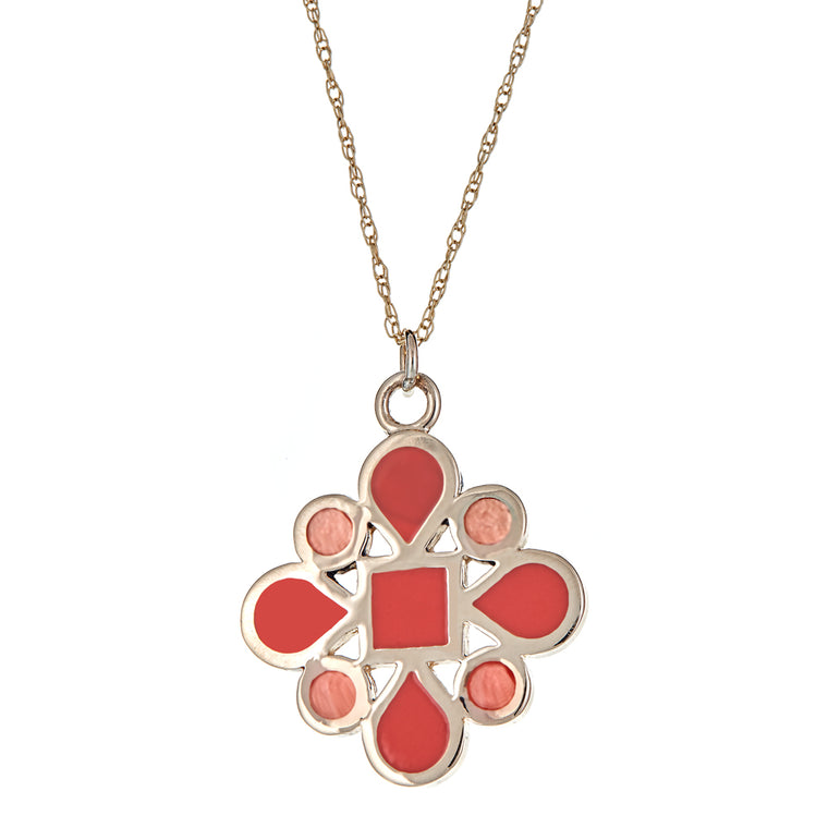 Simple Reversible Stained-Glass Inspired Enamel Pendant Necklace