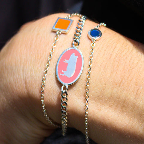 delicate chain bracelets silver orange pink and blue
