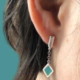 blue enamel post dangle earring