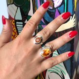 enameled cigar band and citrine cocktail ring