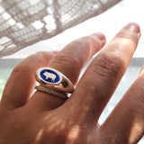 animal design enameled signet ring