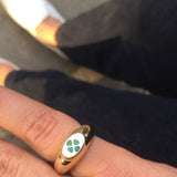 gold lucky four leaf clover design signet ring